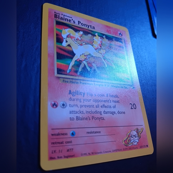Blaine's Ponyta Pokemon Card - Gym Heroes - NO. 63/132 Common Non-Holo - Picture 3 of 9